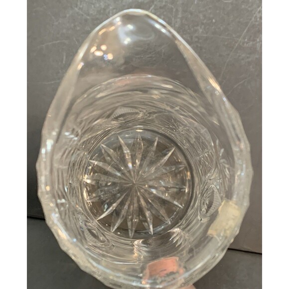 Vintage Genuine Hand Cut Lead Crystal Pitcher Vase Stars Checkerboard - Picture 7 of 10